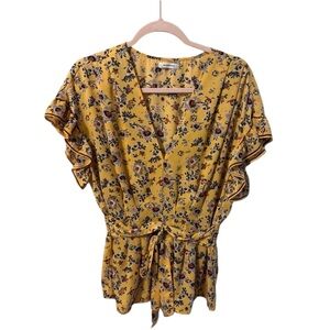 Max Studio Yellow Floral Blouse